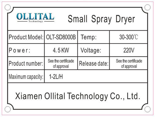 Peralatan Spray Dryer Laboratorium 2L 220V-450V Garansi 1 Tahun